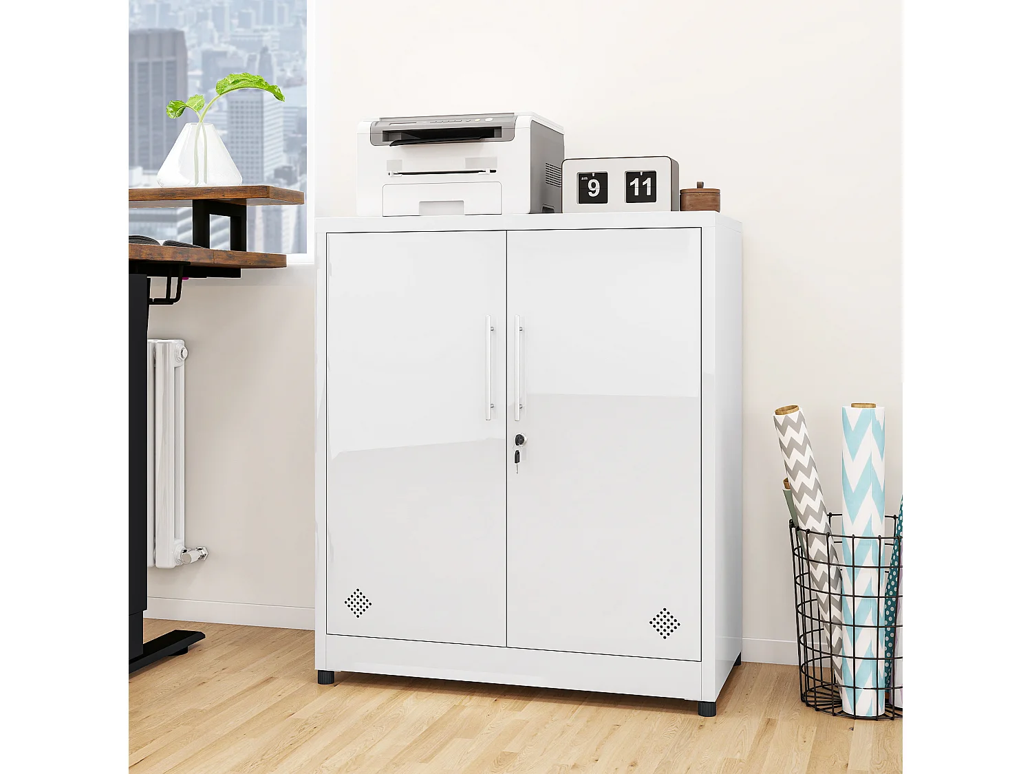 Armoire de classement - Acier allié - Blanc