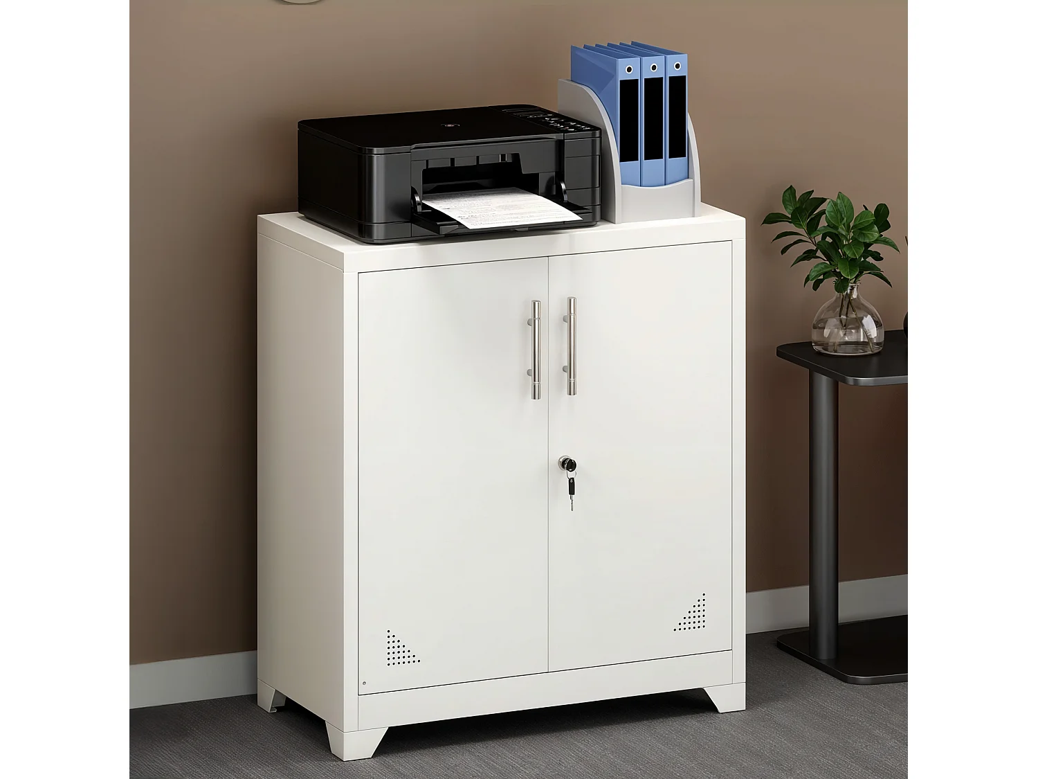 Caisson de classement à 3 tiroirs - verrouillable pour Format Lettre/légal/A4 - pour Bureau à Domicile - 3 tiroirs - Blanc