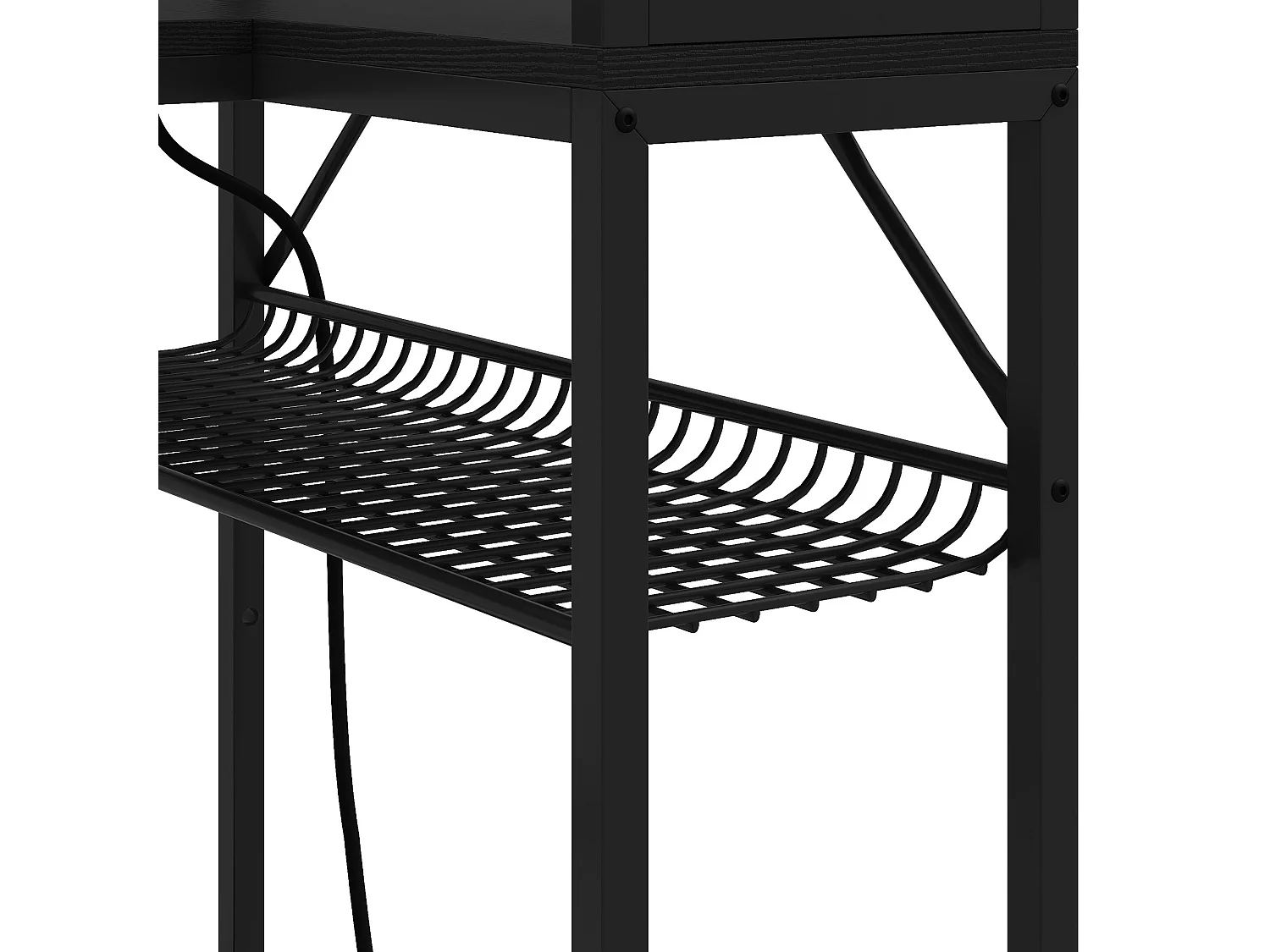 YITAHOME Bureau de Jeu avec Étagère - LED - Bureau avec 2 Prises et 2 Ports de Charge USB - Table avec support d'écran -106cm - Noir
