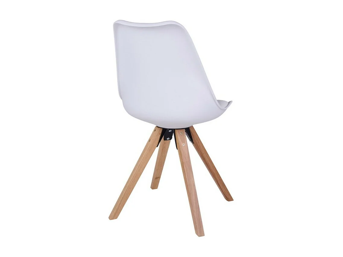 Mesa de comedor en cuero blanco con pie de madera