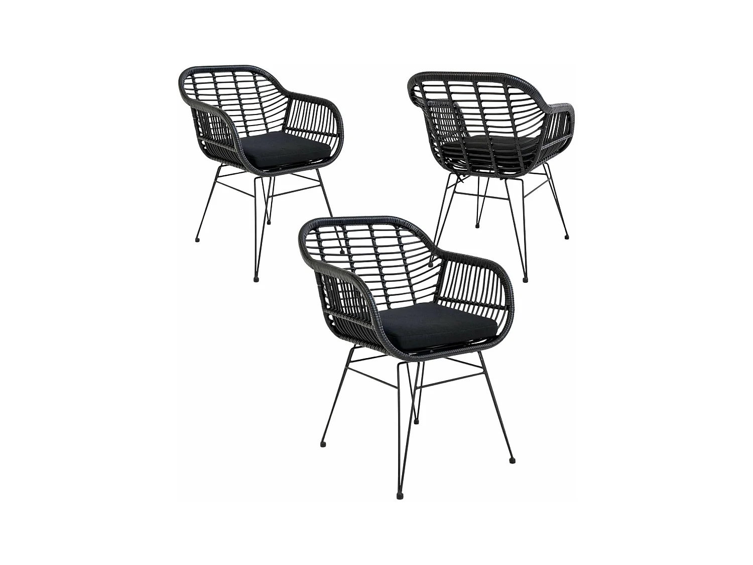 6 fauteuils en polyrotin noir TRIESTE