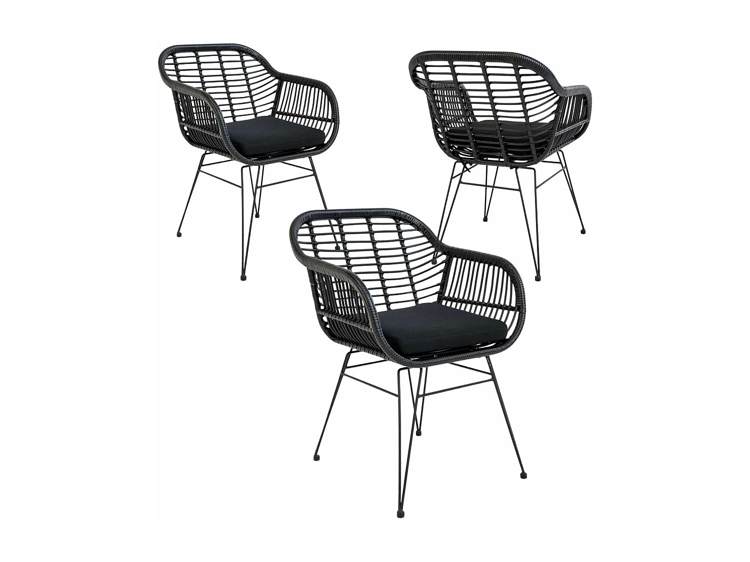 6 fauteuils en polyrotin noir TRIESTE