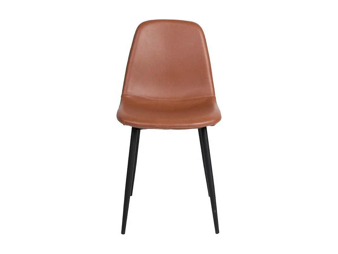 Chaise De Salle À Manger Stockholm En Cuir Synthétique Marron Vintage Et Pieds Noirs