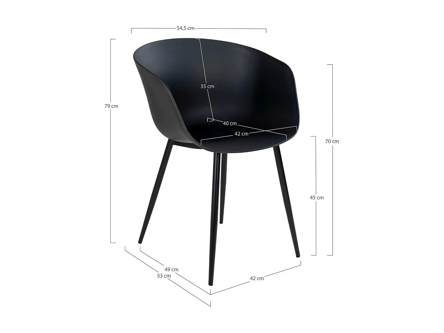 2 Sillones de polipropileno negro RODA
