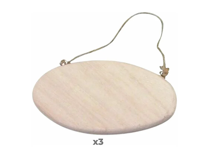 3 ovale deurplaten met koord 14,5 cm