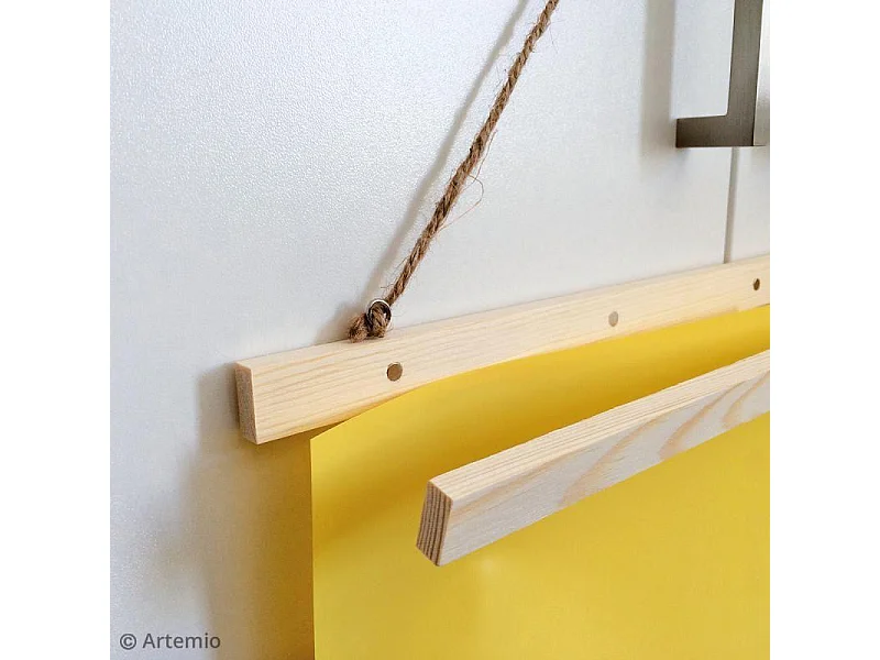 2 baguettes en bois pour affiche murale 62 cm