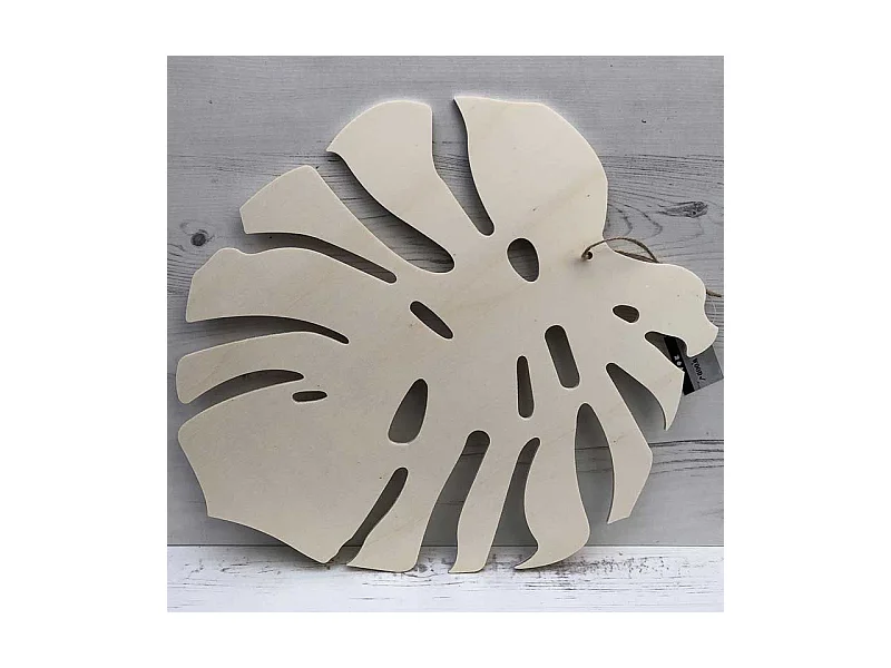 Feuille tropicale Monstera en bois à décorer - 35 x 34 cm