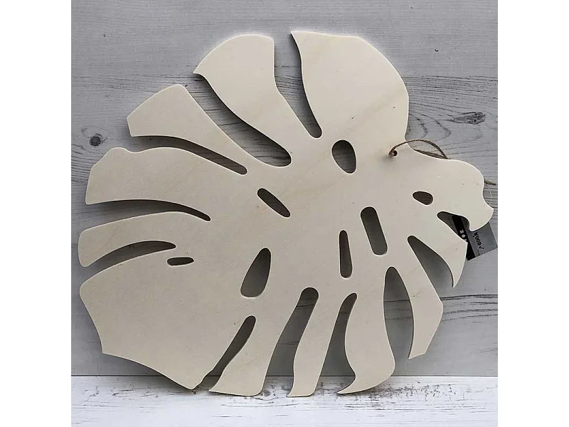 Tropisches Monstera Holzblatt zum Dekorieren 35 x 34 cm