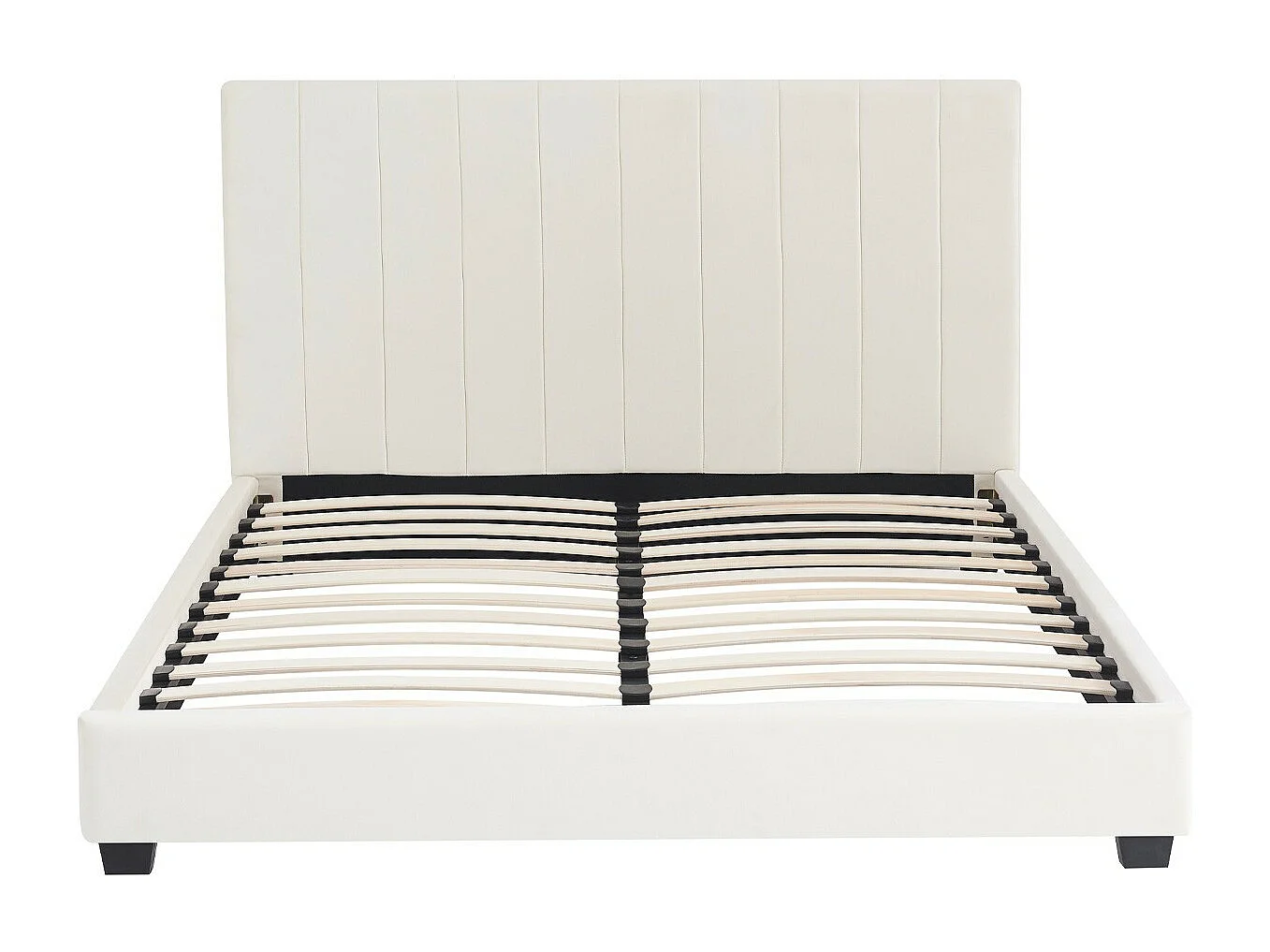 Lit adulte 140x190 cm avec tête de lit capitonnée en velours beige - William