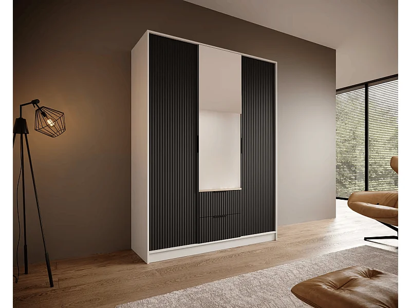 Penderie Norbert (150cm)/Blanc&Noir