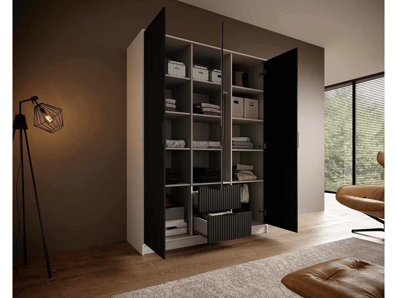 Penderie Norbert (150cm)/Blanc&Noir