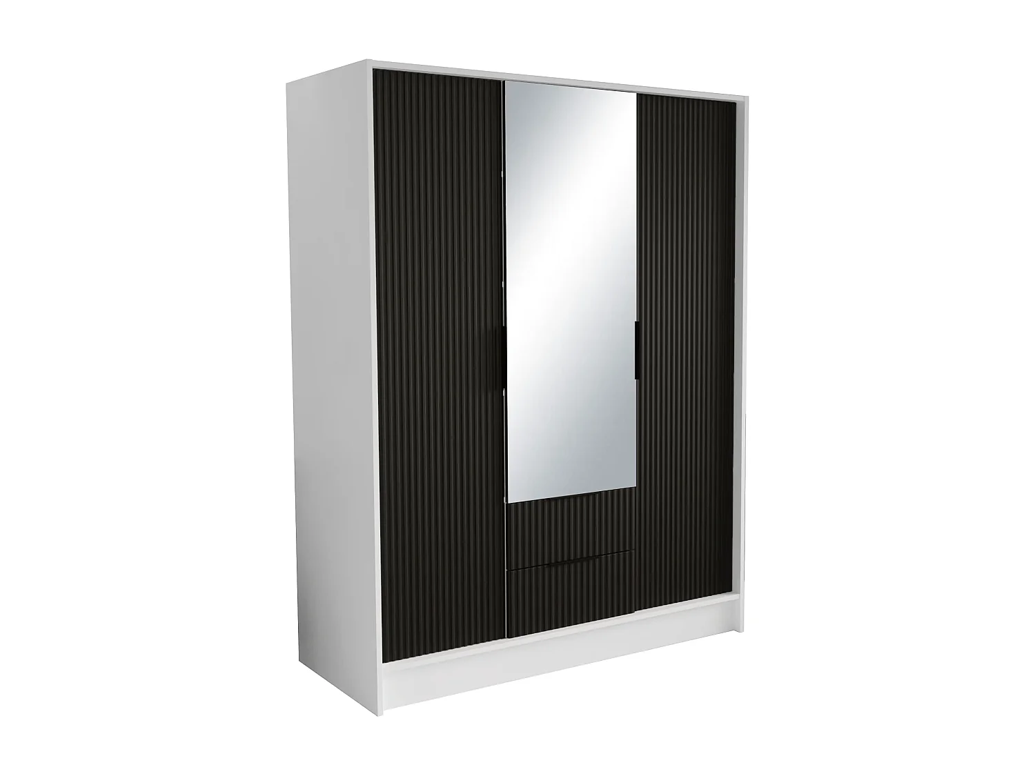 Kleiderschrank Norbert (150cm)/Weiss&Schwarz