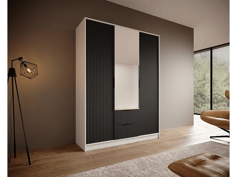 Penderie Norbert (150cm)/Blanc&Noir