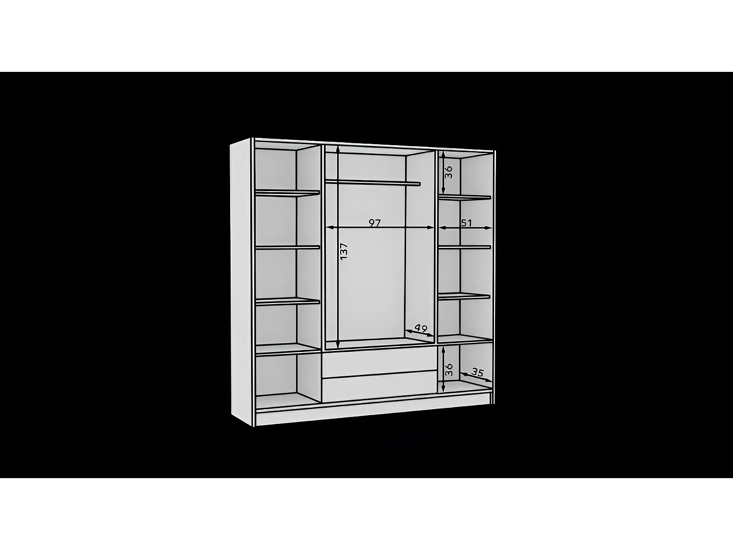 Penderie Norbert (200cm)/Noir&Blanc
