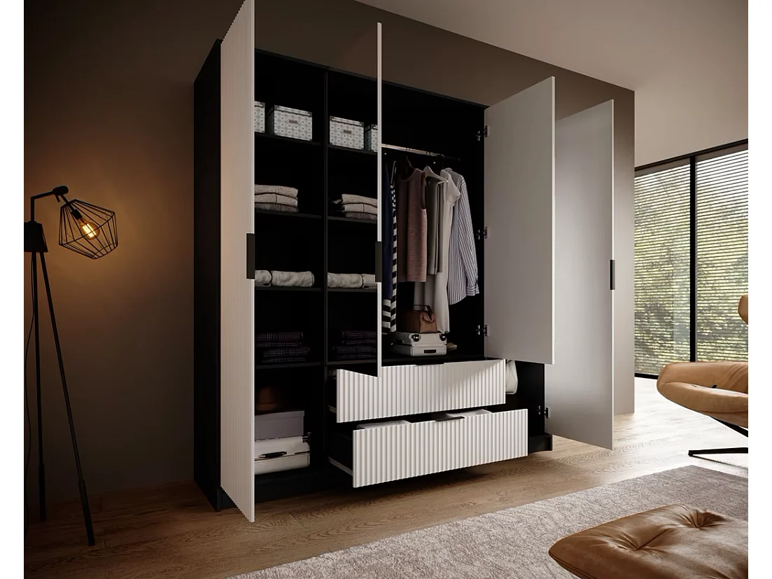 Penderie Norbert (200cm)/Noir&Blanc