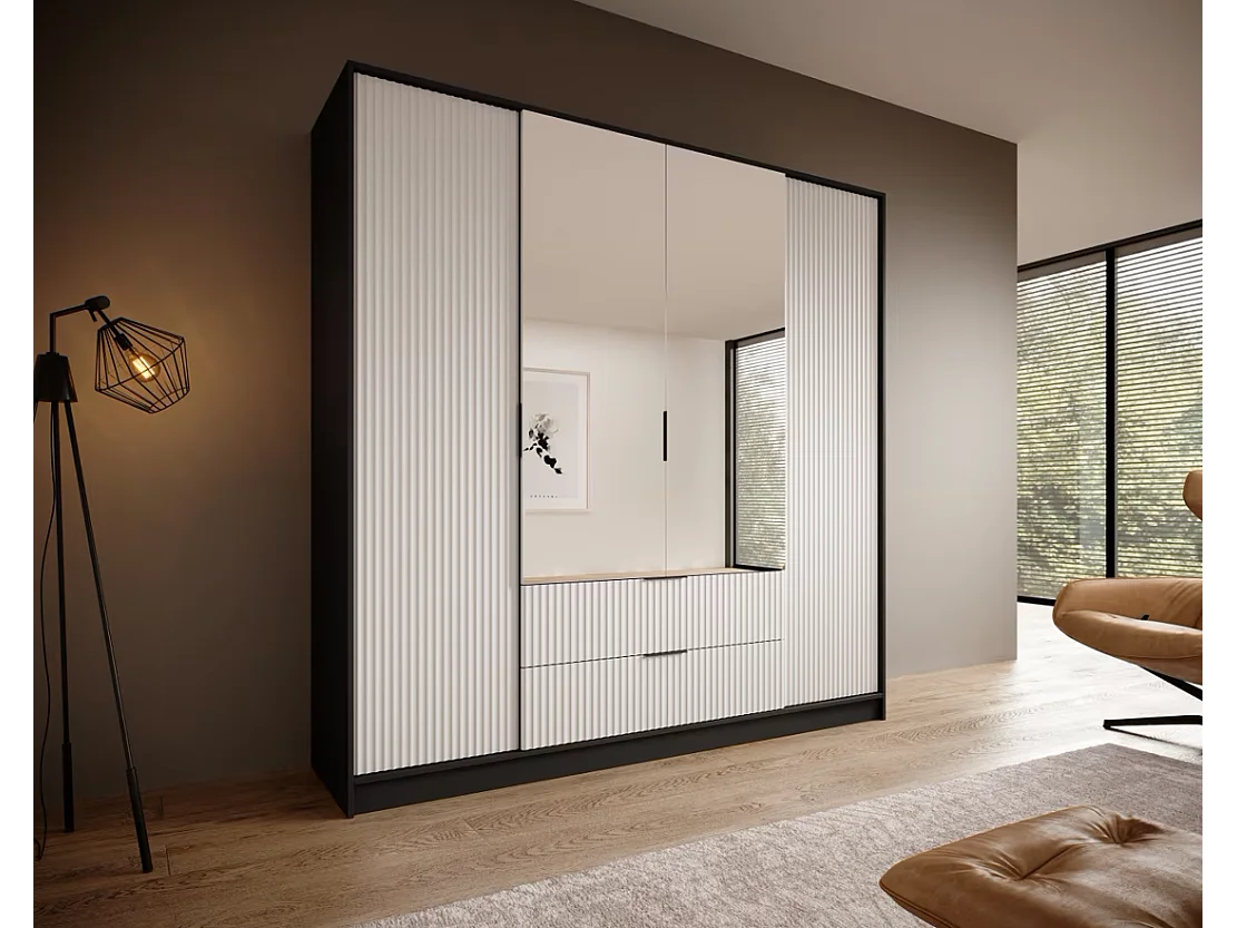 Penderie Norbert (200cm)/Noir&Blanc