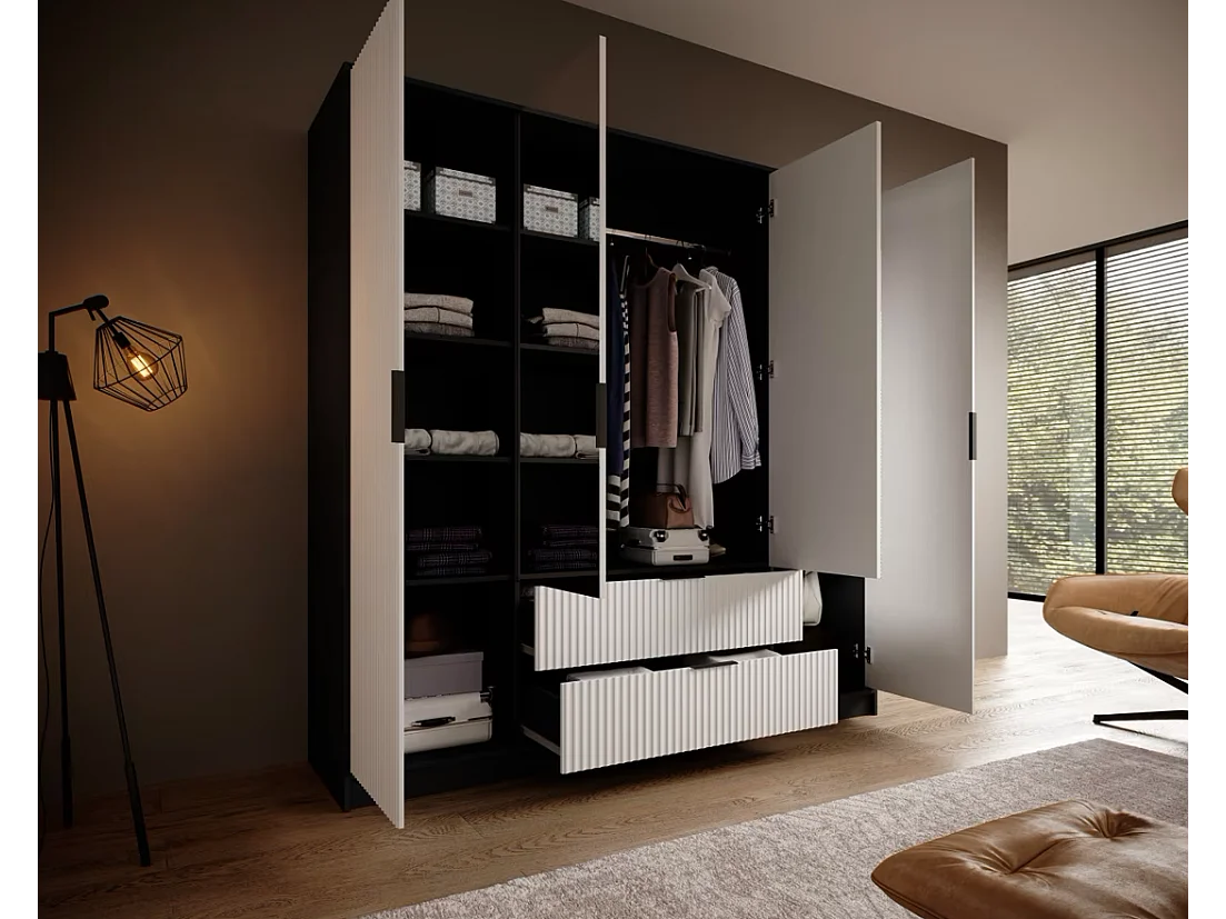 Penderie Norbert (200cm)/Noir&Blanc