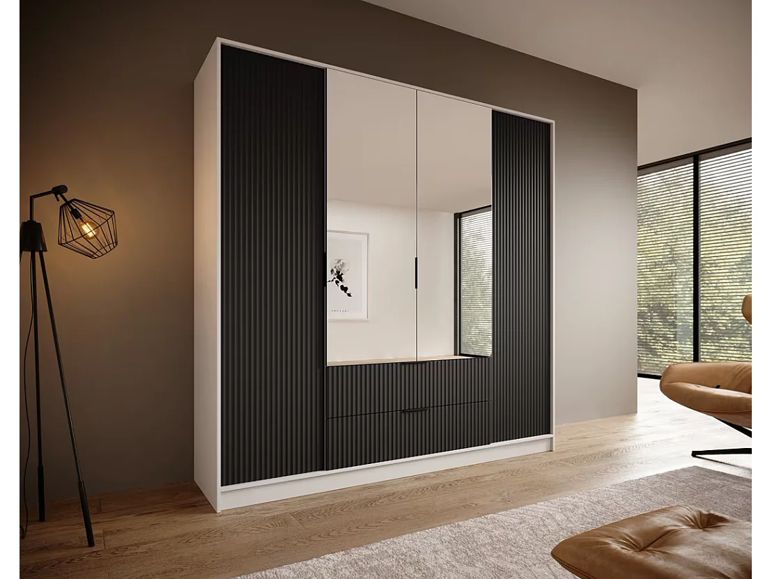 Penderie Norbert (200cm)/Blanc&Noir