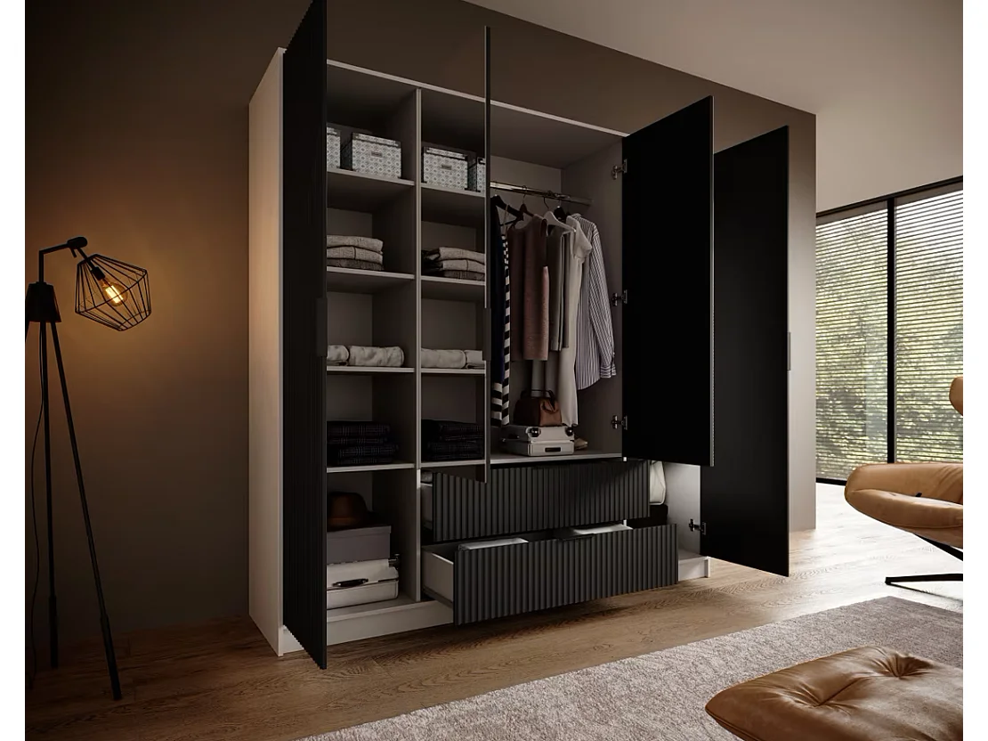 Penderie Norbert (200cm)/Blanc&Noir