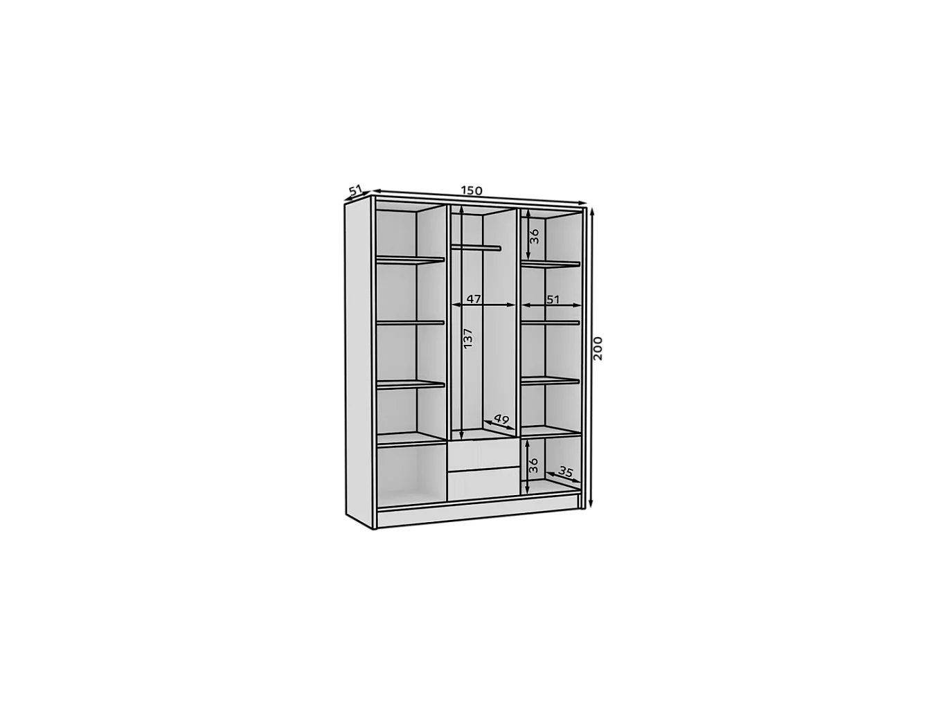 Penderie Norbert (150cm)/Blanc