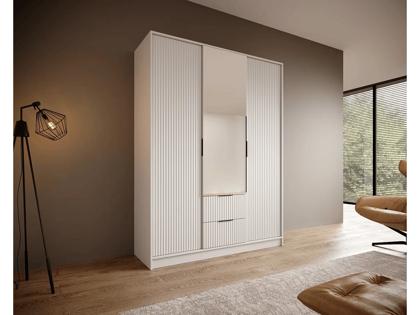 Kleiderschrank Norbert (150cm)/Weiss