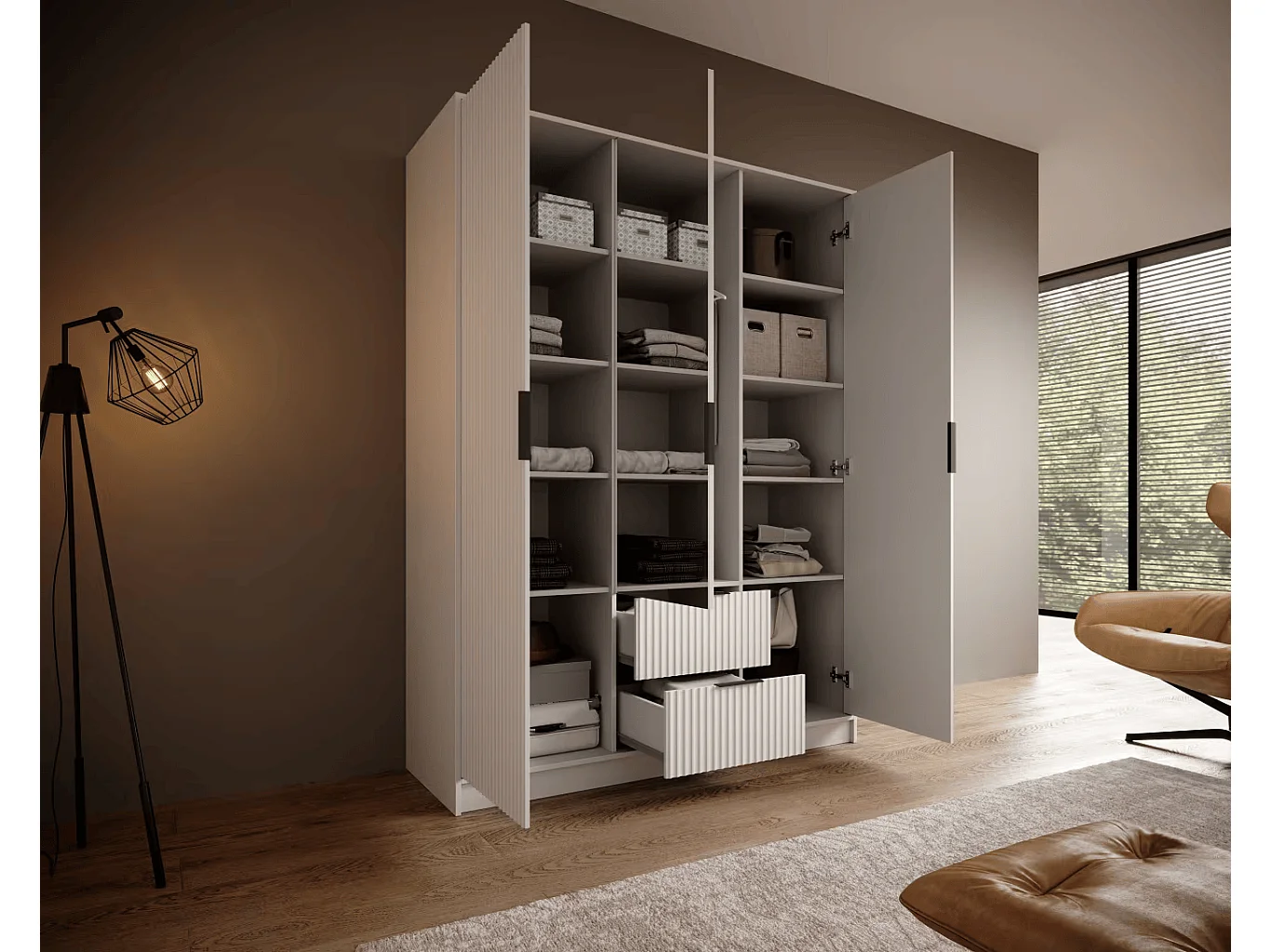 Kleiderschrank Norbert (150cm)/Weiss