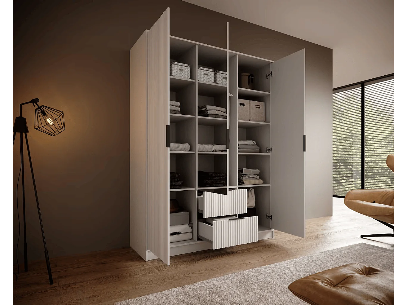 Kleiderschrank Norbert (150cm)/Weiss