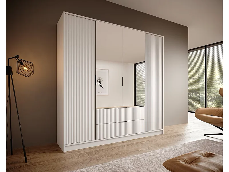 Kleiderschrank Norbert (200cm)/Weiss