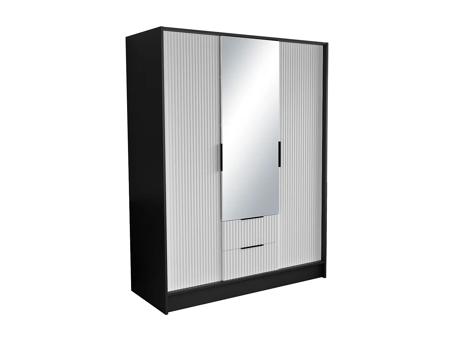 Kleiderschrank Norbert (150cm)/Schwarz&Weiss