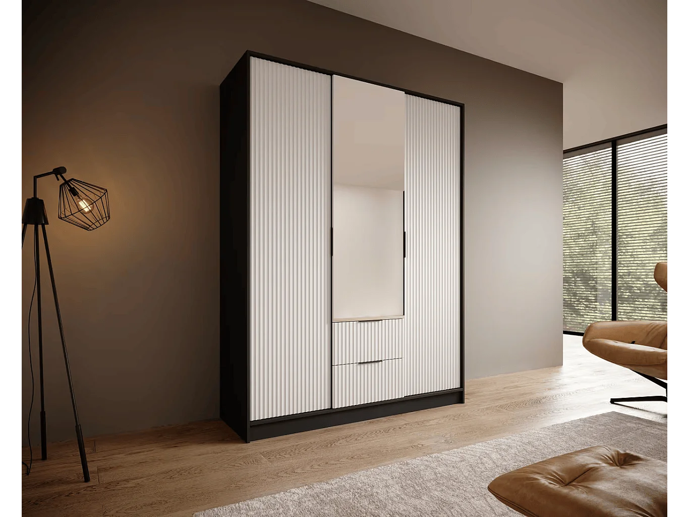 Penderie Norbert (150cm)/Noir&Weiss