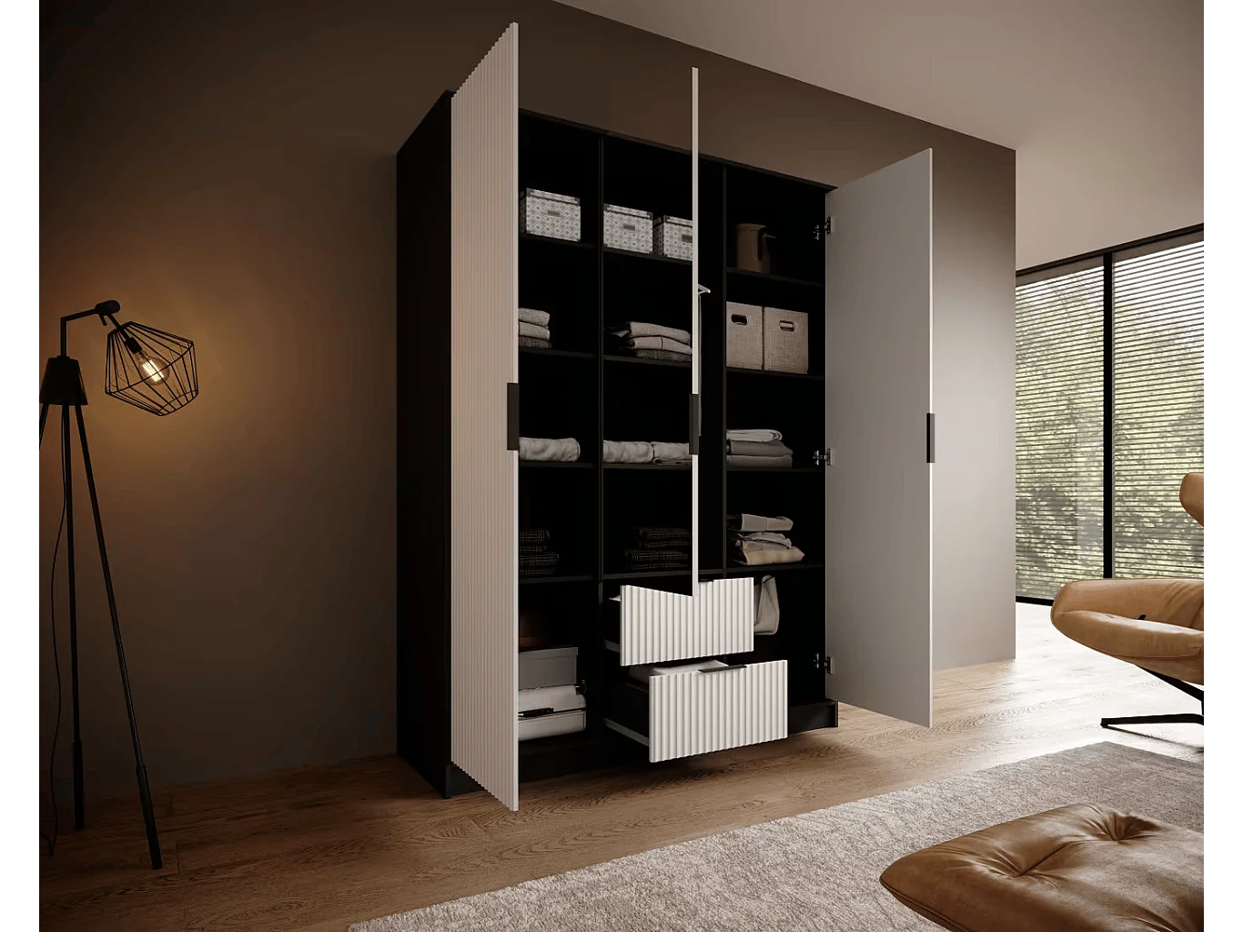 Penderie Norbert (150cm)/Noir&Weiss