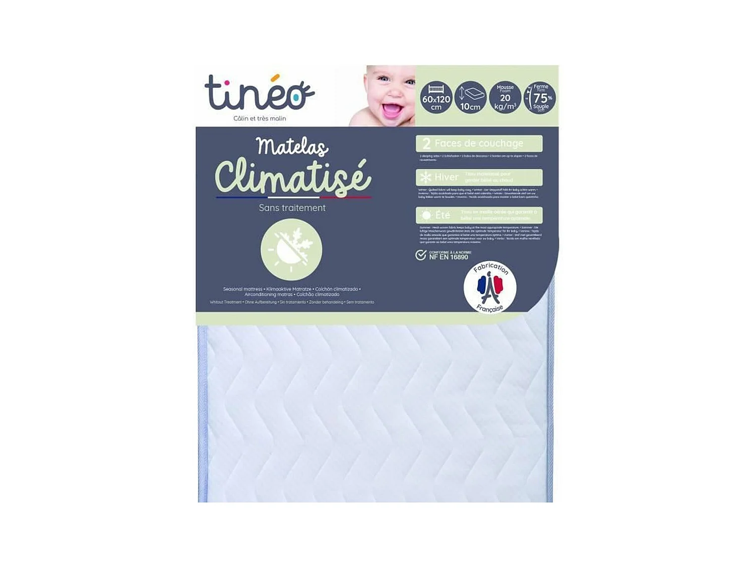 Luchtgeconditioneerde matras 60 x 120 x 10 cm - Babymatras - Airconditioning