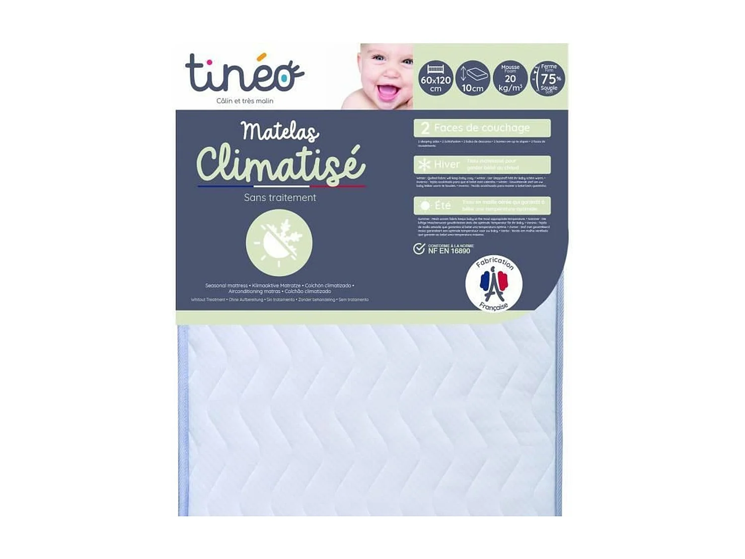 Matelas Climatisé 60 x 120 x 10 cm - Matelas Bébé - Climatisé