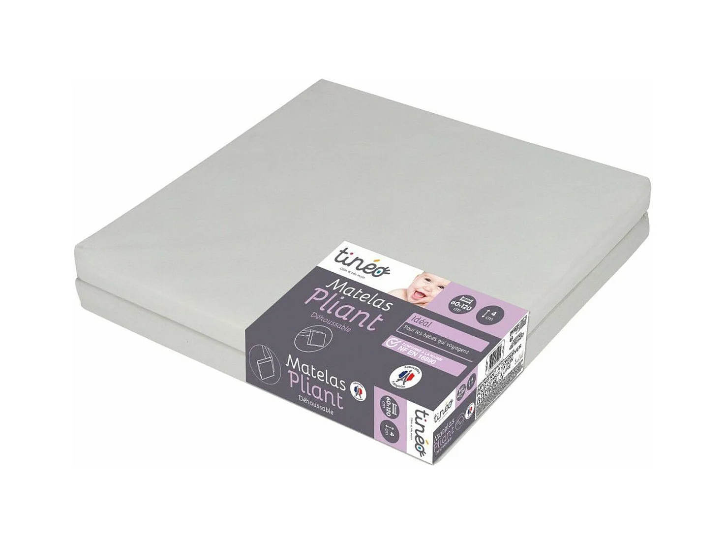 Opvouwbaar babymatras 60 x 120 x 4 cm, 2-delig, extra bed, afneembare hoes