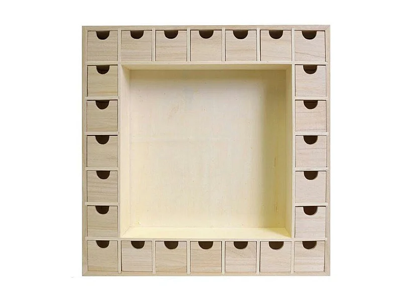 Calendrier de l'avent carré en bois 39 x 39 cm