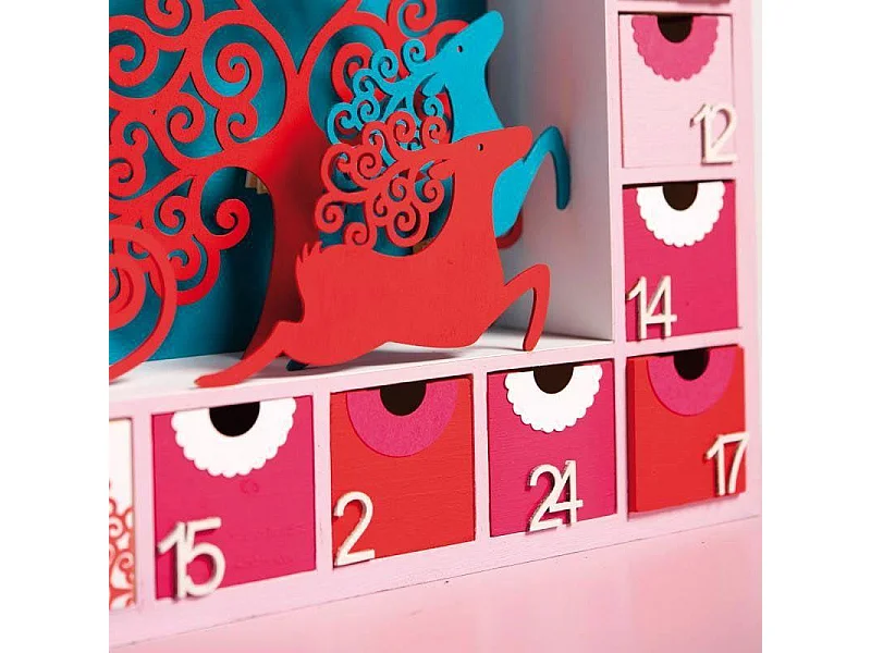 Calendrier de l'avent carré en bois 39 x 39 cm