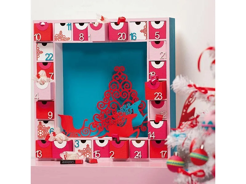 Adventskalender Holzquadrat 39 x 39 cm