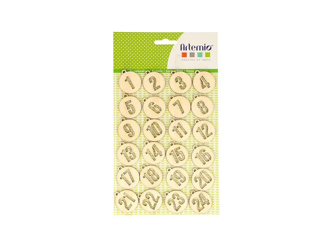 Chiffres ronds en bois calendrier de l'Avent