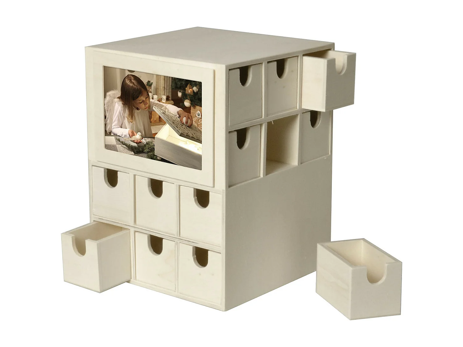 Adventskalender Würfel 24 Schubladen 22 x 17 cm
