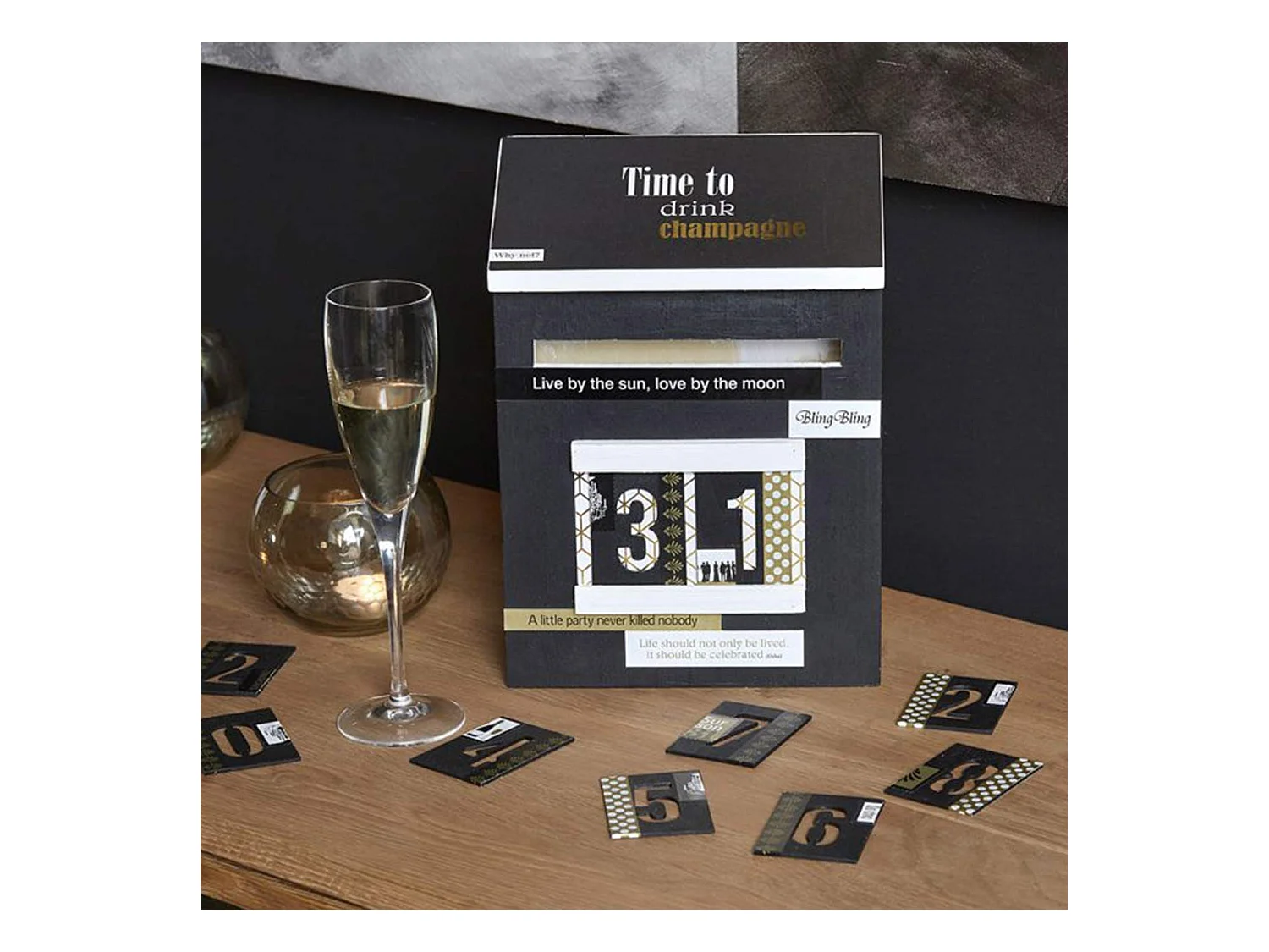3 calendari dell'Avvento con cassetta delle lettere in legno 28 cm