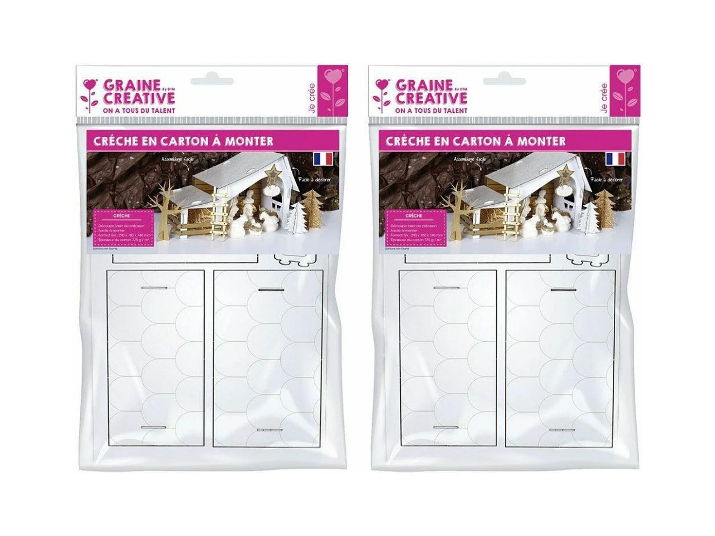 2 crèches pré-découpées en carton à fabriquer 29 x 19 x 14 cm
