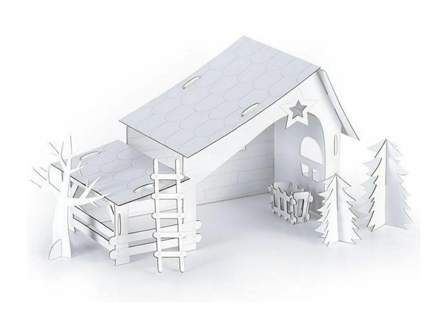 4 crèches pré-découpées en carton 29 x 19 cm