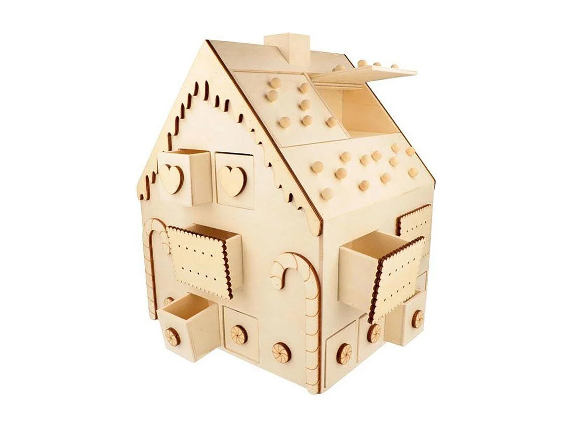 Holzadventskalender Lebkuchenhaus 33 x 26 x 23 cm