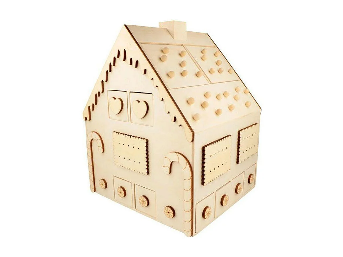 Holzadventskalender Lebkuchenhaus 33 x 26 x 23 cm