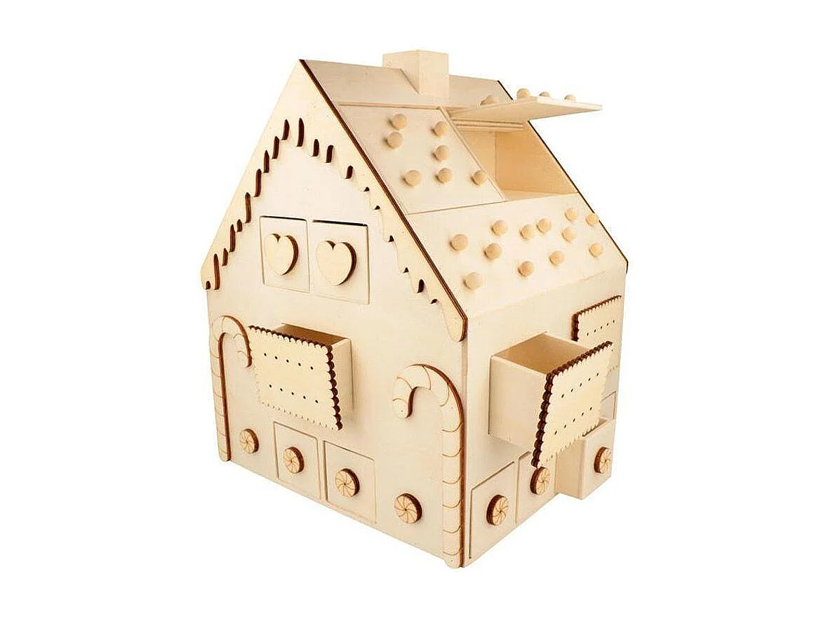Holzadventskalender Lebkuchenhaus 33 x 26 x 23 cm