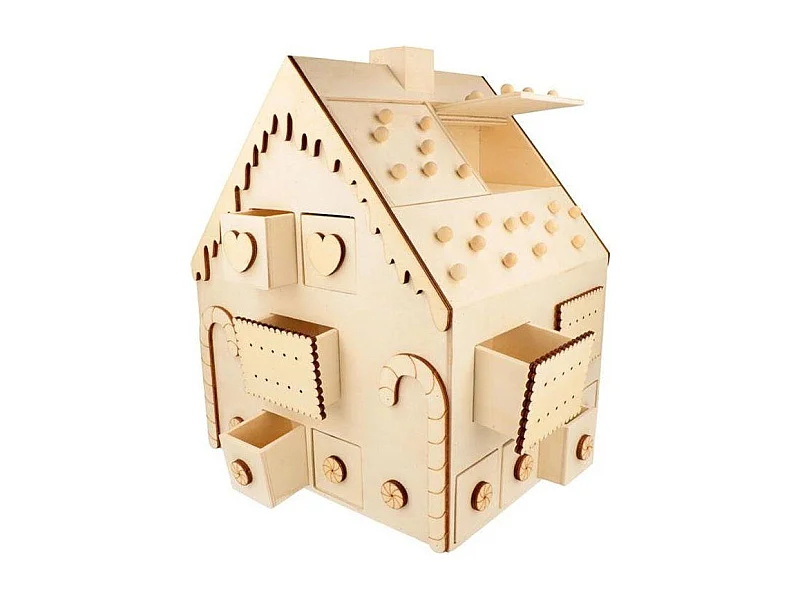 Calendario de Adviento casa de pan de jengibre de madera 33 x 26 x 23 cm
