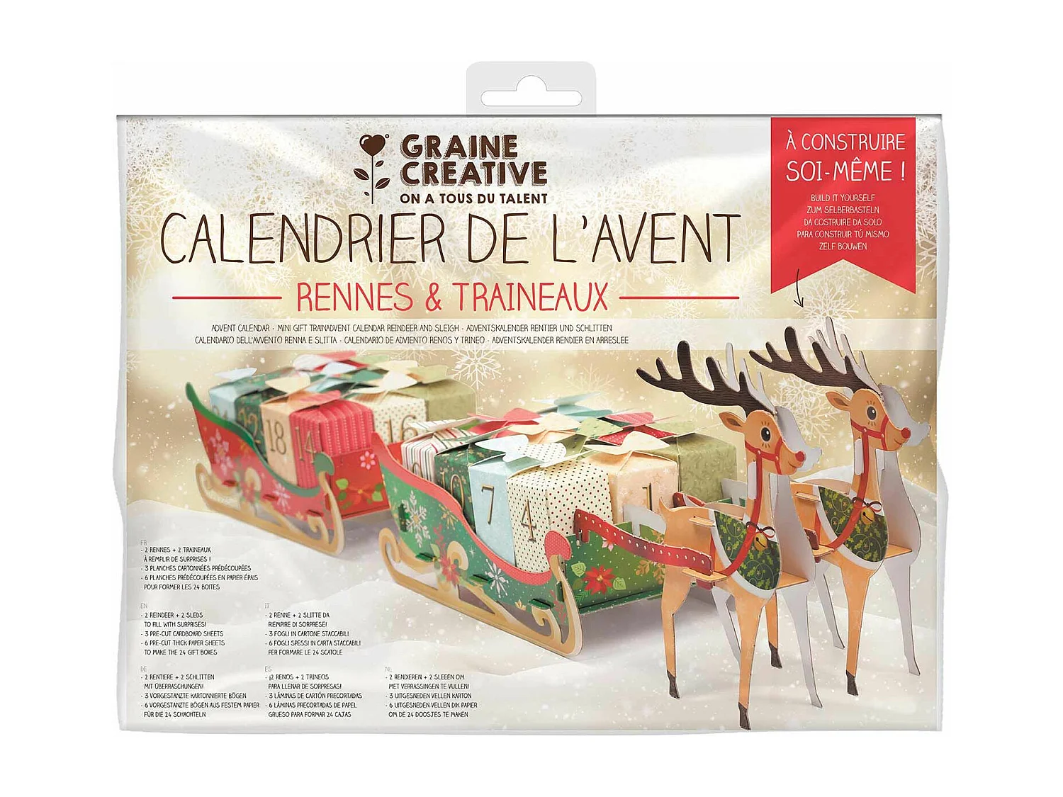Adventskalender Rentiere und Weihnachtsschlitten zum Bauen
