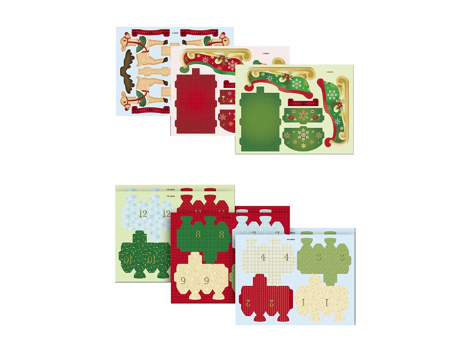 Adventskalender Rentiere und Weihnachtsschlitten zum Bauen
