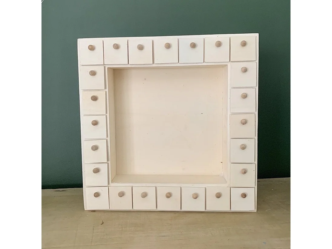 Calendario de Adviento cuadrado de madera 32 x 32 cm