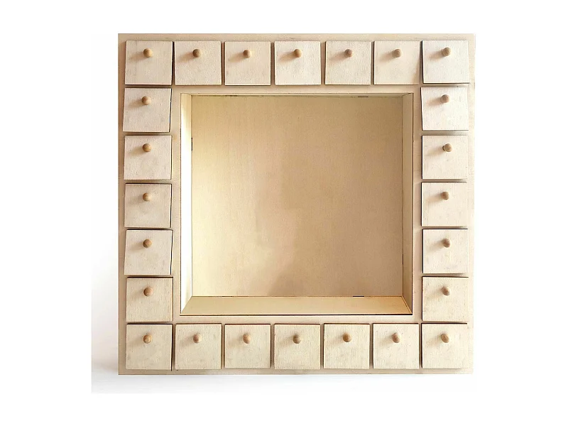 Calendrier de l'Avent carré en bois 32 x 32 cm